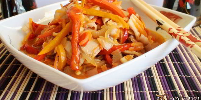 Рецепт кальмаров с овощами по-корейски