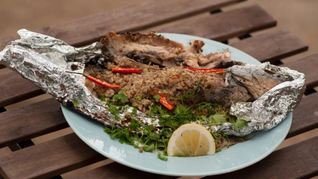 Рецепт Карпа в углях с гречневой кашей