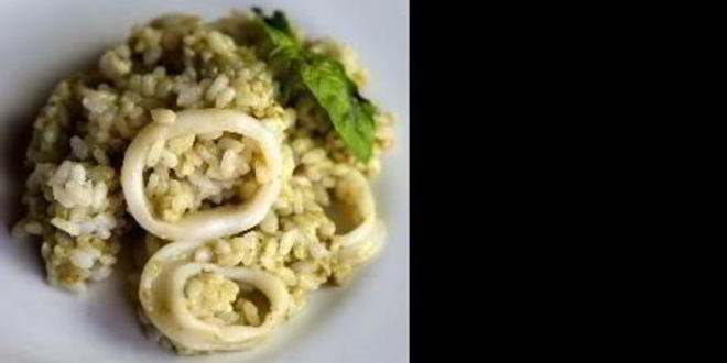 Рецепт панированных кальмаров с орзотто