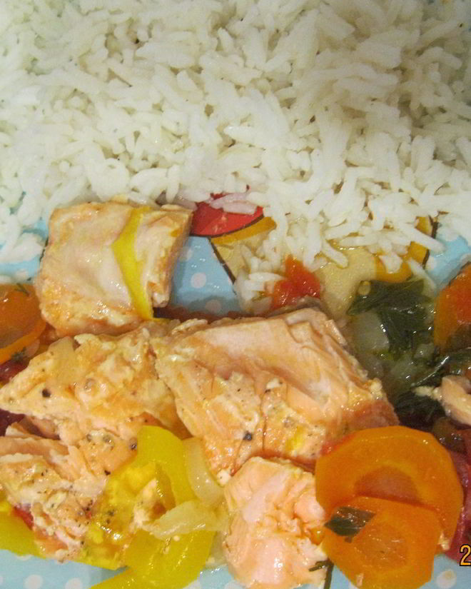 Рецепт тушеной семги с овощами