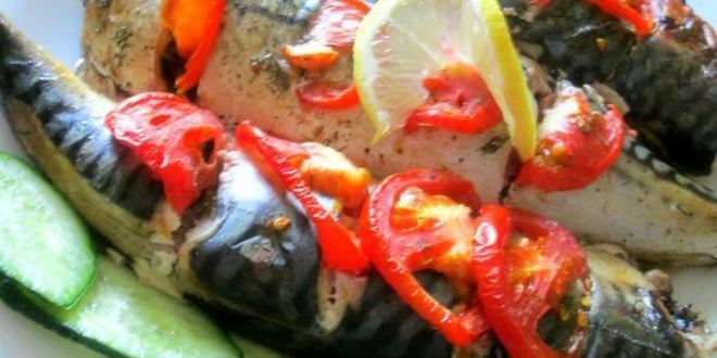 Рецепт Запеченной скумбрии с укропом и помидорами