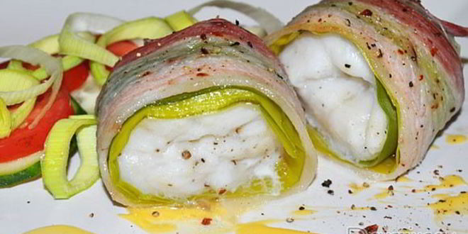 Рецепт запеченной трески в беконе