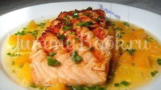 Рецепт Запеченного лосося с острым апельсиновым соусом