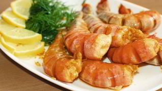 Рецепт Запеченных креветок в имбирно-чесночном соусе