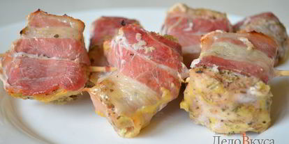 Шаг 7: куриных шашлычков в беконе на шпажках