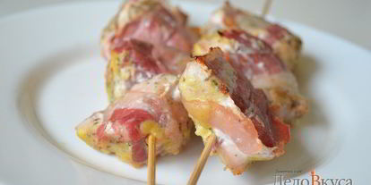 Шаг 8: куриных шашлычков в беконе на шпажках