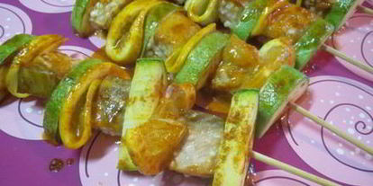 Шаг 9: рыбных шашлычков с овощами