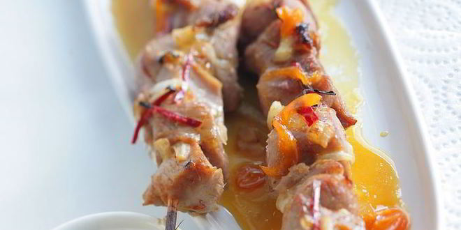 Рецепт Шашлычков из индейки с чатни из апельсинов