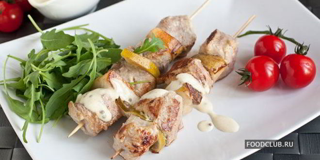Рецепт шашлычков из свиной вырезки с грушами