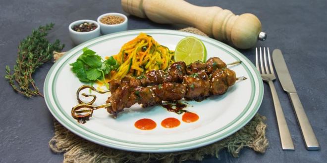 Рецепт Шашлычков терияки из свинины с овощами по-корейски