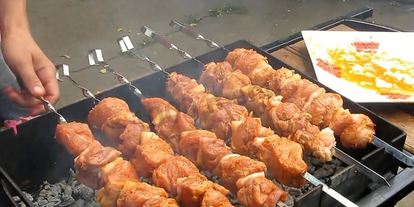 Шаг 9: шашлыка из индейки с салом