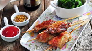 Рецепт Шашлыка из курицы в духовке на шпажках