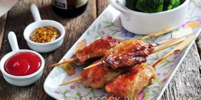 Рецепт шашлыка из курицы в духовке на шпажках