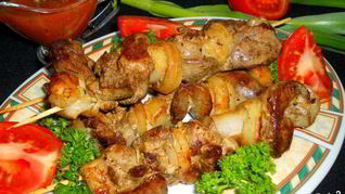 Рецепт Шашлыка из печени на сковороде