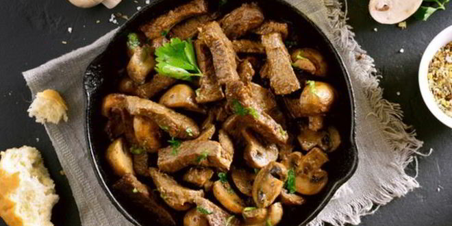 Рецепт запеченного шашлыка из говядины с шампиньонами