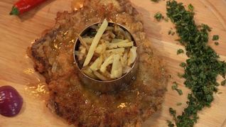 Рецепт Венский шницель с жареным картофелем
