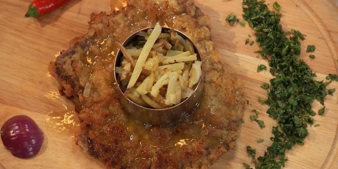 Рецепт венский шницель с жареным картофелем