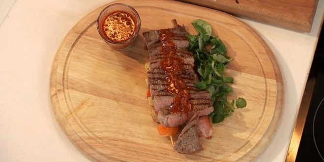 Рецепт микса-стейка с овощным шашлычком