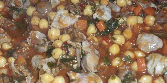 Рецепт жаркого из куриных потрошков с горохом нут