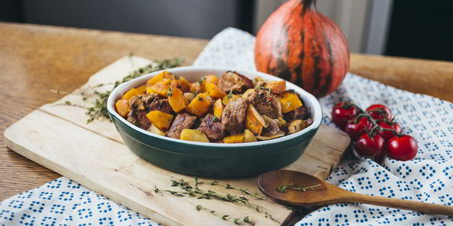 Рецепт жаркого из телятины с картофелем и тыквой