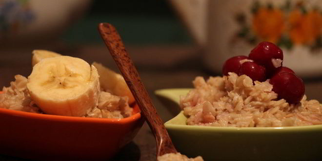 Рецепт геркулесовой каши с бананома и вишнея