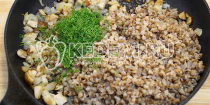 Шаг 4: гречки с грибами