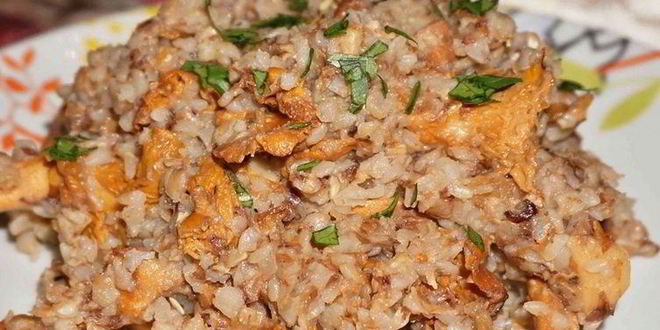 Рецепт гречки с лисичками и луком