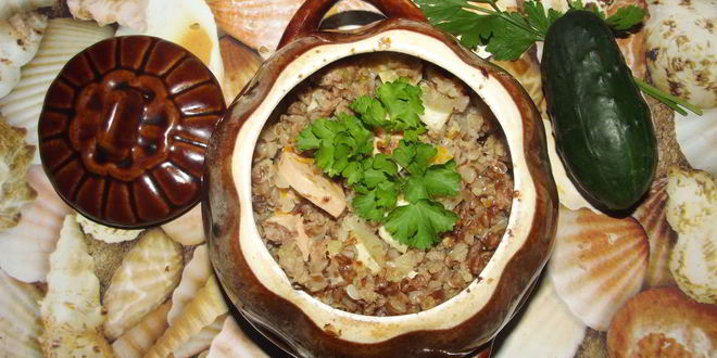 Рецепт гречки с патиссонами в горшочке