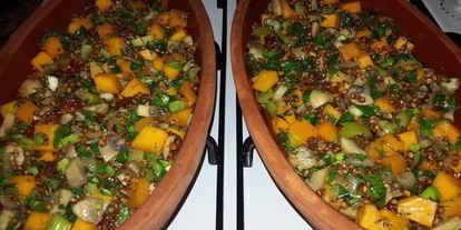 Шаг 6: гречки, томленой с тыквой, грибами, сельдереем и вялеными томатами