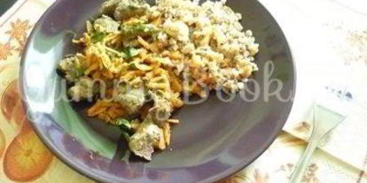 Шаг 19: печени с морковью и зеленью и гречка на гарнир