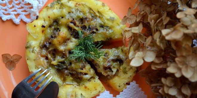 Рецепт грибной каши в кабачке