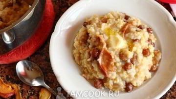 Рецепт Каши Дружба с сушеными яблоками и изюмом