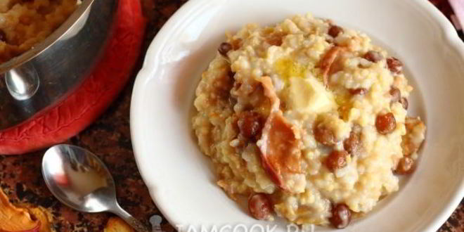 Рецепт Каши Дружба с сушеными яблоками и изюмом