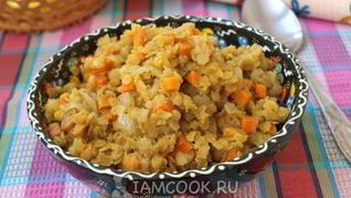 Рецепт Каши из красной чечевицы с морковью и изюмом
