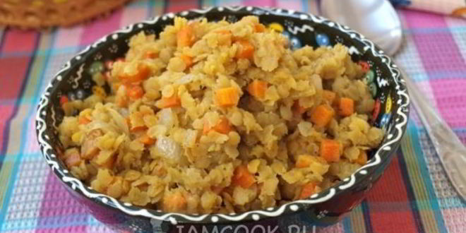 Рецепт каши из красной чечевицы с морковью и изюмом