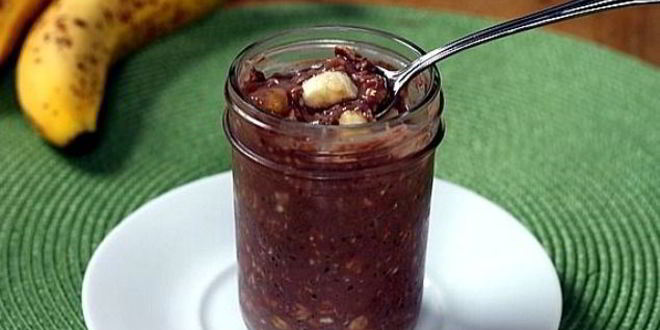 Рецепт овсянки в банке с бананом и какао
