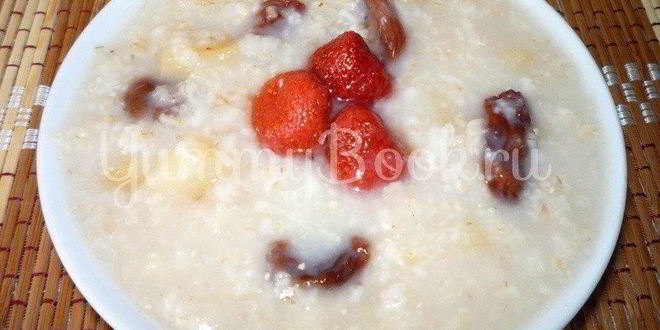Рецепт Постной овсяной каши с изюмом и яблоками из мультиварки