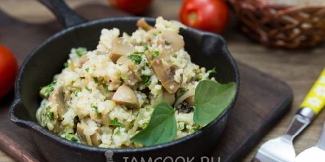 Рецепт пшеничной каши с грибами и жареным луком