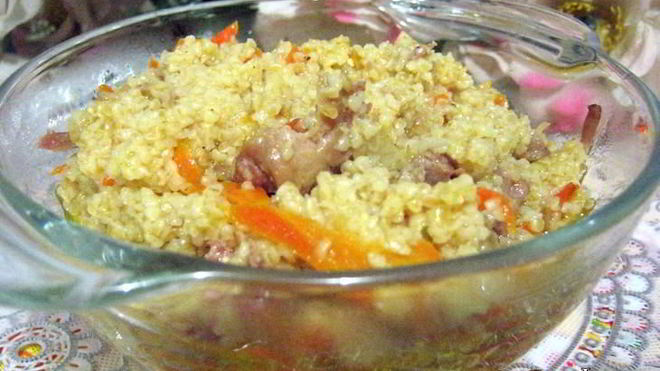 Рецепт Пшеничной каши с тушеной свининой