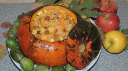 Рецепт Запеченной каши в тыкве с фруктами Райское наслаждение