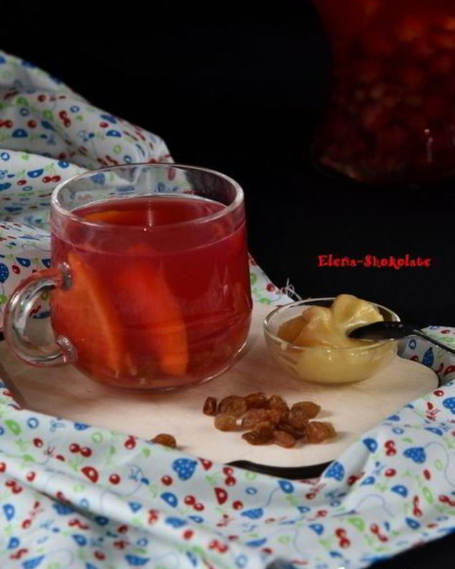 Рецепт вишневого чая с изюмом и апельсином