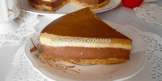 Рецепт Трехслойного кофейно-шоколадного чизкейк