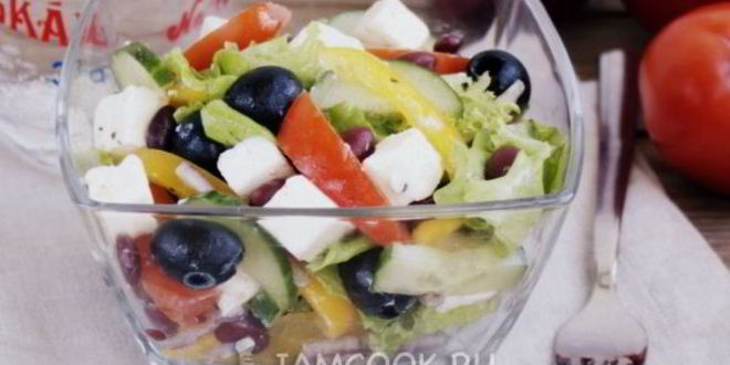 Рецепт греческого салата с фасолью