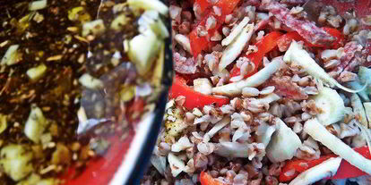 Шаг 6: гречневого салата с овощами и салями