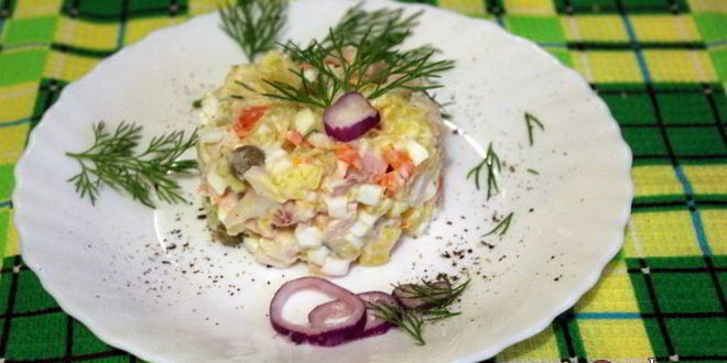 Рецепт Картофельного салата с кальмарами