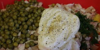 Шаг 2: картофельного салата с кальмарами