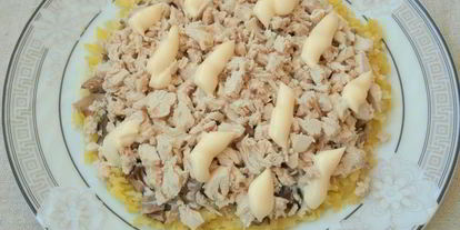 Шаг 2: салата с картофелем и курицей