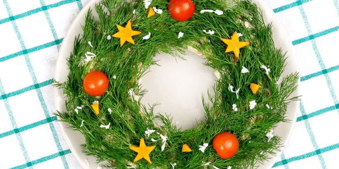 Рецепт Новогоднего венка из оливье