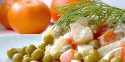 Шаг 4: оливье с курицей