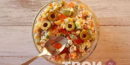 Шаг 5: оливье с языком